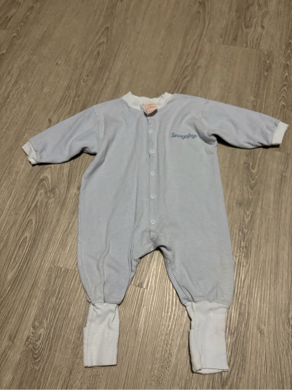 Snugabye Light Blue Striped Baby One-Piece Romper